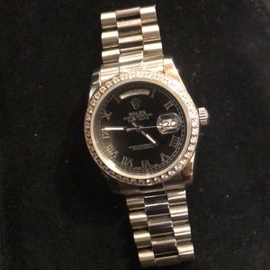 Rolex Watch Stainless Steel Iced out Bezel .